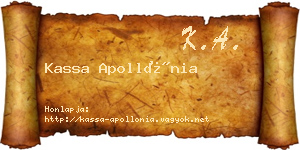 Kassa Apollónia névjegykártya